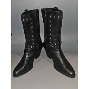 Harley Davidson Women’s Strut 81809 Black Leather Studded Biker Boots 7 M Zip